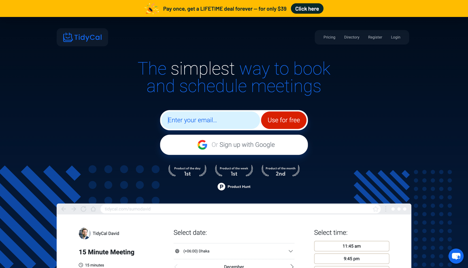 tidycal-home-page-Tidycal-Appsumo-Lifetime-Deal-Scheduling-Tool